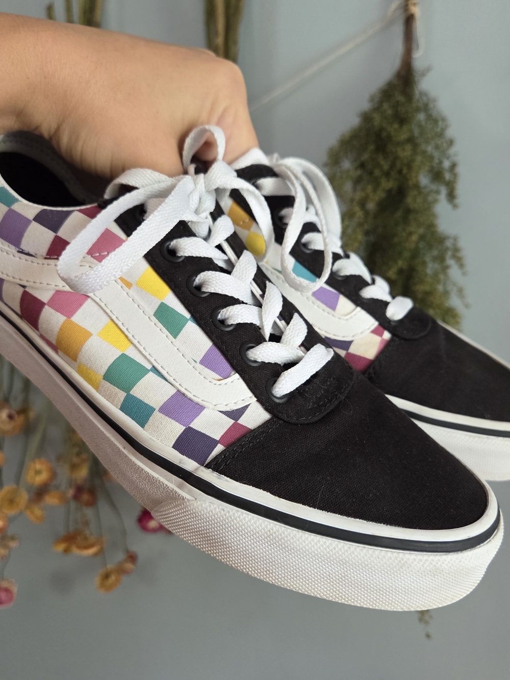 Vans Old Skool Rainbow Checkerboard Low-Top Sneakers